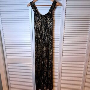 Spense Maxi Dress Women S Sleeveless Animal Print Brown Black Stretch Knit